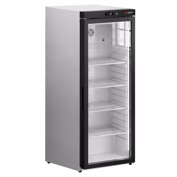 Szafa chłodnicza magazynowa PREMIUM – stal nierdzewna – 533 L – z 1 drzwiami szklanymi