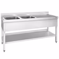 Sudoper PREMIUM - 1800x700 mm - s donjom policom - s 2 koritima - korita lijevo - inox