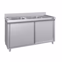 Sudoper s ormarićem ECO - inox - 1400 x 700 mm - sa 2 korita - korita lijevo