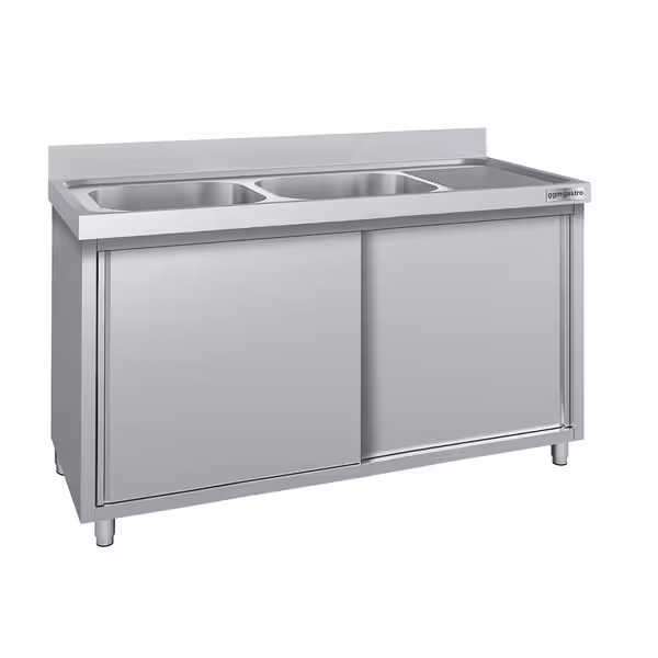 Sudoper s ormarićem ECO - inox - 1400 x 700 mm - sa 2 korita - korita lijevo