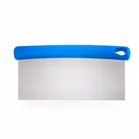 Rezač za tijesto - ravna oštrica - 200x115 mm - nehrđajući čelik (inox 18/10) - plava - savitljiva oštrica - plastična ručka (PP)