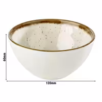 (6 adet) Tatlı / Salata Kasesi - STONE ART - Melamin - 0,3L - yuvarlak - Ø120mm - Beyaz/Kahverengi
