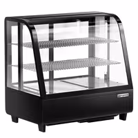 Countertop display fridge - 100L - 682mm - Double glazing - round - with 2 shelves - rear sliding glass doors