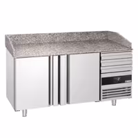 Stół chłodniczy do pizzy PREMIUM – 1600 x 800 mm – z 2 drzwiami i 3 szufladami