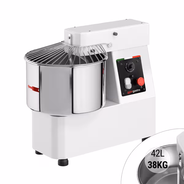 Spiralna miješalica za tijesto - 42 l / 38 kg - 1 brzina - s fiksnom posudom - s mehaničkim timerom - 400 V - za pizzu i kruh