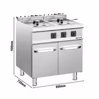 Fritadeira elétrica dupla - 18+18L - 28,0kW - com torneira de drenagem - incl. estrutura - incl. módulo inferior com 2 portas