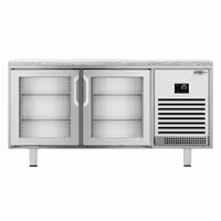 Pekarski rashladni pult PREMIUM PLUS - 1618x800 mm - 420 l - Ventilirano hlađenje - s 2 staklena vrata - granitna radna ploča