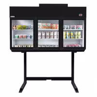 Lasiovellinen seinäkylmäkaappi PREMIUM - 2100 mm - 594 l - -23 – -18 °C tai -6 – 6 °C - mukana 4 kaksinkertaiset lasiovet & 6 hyllyä - musta
