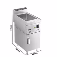 Toplovodna kupka električna - 1,2 kW - GN 1/1 ili 2x GN 1/2 - s odvodnim ventilom - na zatvorenom ormariću s 1 vrata