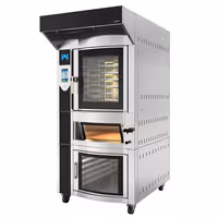 Električni Rotacijska Pekarska konvekcijska pećnica s ovlaživanjem - Zaslon na dodir - 6x EN 600x400 & Pizza pećnica - uklj. Pizza pećnica & Komora za fermentaciju & Kuhinjska napa - Nehrđajući čelik