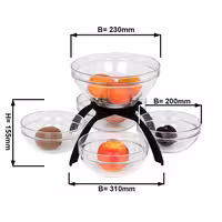 Jam Etagere / Buffet Stand - Stainless steel frame - Black - square - Height: 360mm - incl. 5 Glass bowls 4x200x200mm, 1x230x230mm - with 5 shelves