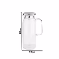 (6 adet) Cam Sürahi - 1,5L - Cam - Süzgeçli kapak - Şeffaf