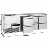 Direct Draw Beer Dispenser / Kegerator PREMIUM - 2500x700mm - 6 Drawers