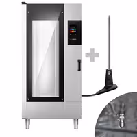 Commercial Electric Combi Oven - Touchscreen Controls - 20x GN 1/1 - incl. Automatic washing system, Core temperature probe & Trolley