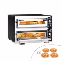 Electric Deck Pizza Oven - Twin Deck - Refractory Stone Deck - 4+4 x Ø 35cm (13.8") - Mechanical Controls - up to 450°C