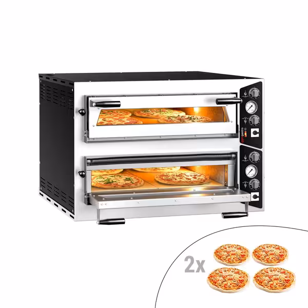Electric Deck Pizza Oven - Twin Deck - Refractory Stone Deck - 4+4 x Ø 35cm (13.8") - Mechanical Controls - up to 450°C