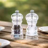 (12 pieces) PEUGEOT | NANCY Salt & Pepper Mill Set – Acrylic - 12 cm - Steel Salt & 2-Stage SS Pepper