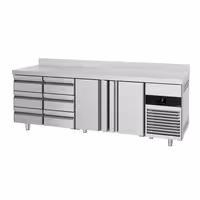 Commercial Counter Fridge PREMIUM - 2330x700mm - with 2 doors - 6 drawers - with upstand