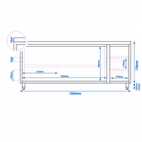 خزانة قاعدية ستانلس ستيل KOPENHAGEN ECO - 2000x600mm - وحدة أدراج 3 يمين