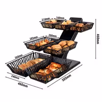 Bread Rack - Powder-coated stainless steel - Black - Height: 460mm - incl. 7 Baskets