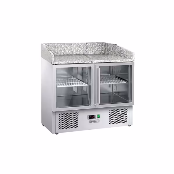 Commercial Pizza Prep Counter - Granite Top ECO - 935x700mm - with 2 glass doors