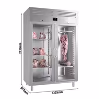 Dry Aging Skříň na zrání masa - 1300 mm - 2 skleněné dveře - Nerezová