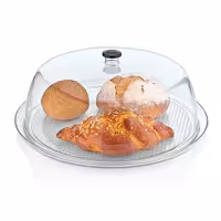 Tray with Dome Cover - Polycarbonate - Ø 390mm - Height: 150mm - incl. tray - with stackable; ergonomic handle; microwave- and dishwasher-safe; -40°C to +99°C temperature resistant; food-safe; shatter-resistant; acid-resistant