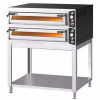 Electric Deck Pizza Oven - Twin Deck - Refractory Stone Deck - 9+9 x Ø 35cm (13.8") - Mechanical Controls - up to 450°C - incl. Base frame