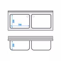 ECO ormar za pranje posuđa – 1600 x 700 mm – s 2 sudopera
