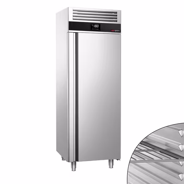 Szafa mroźnicza PREMIUM – stal nierdzewna – GN 2/1 – 700 L – z 1 drzwiami – z izolacją 85 mm