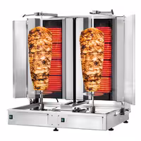 Electric Doner Kebab Grill (Shawarma/Gyros) - Twin x 4 Burner - up to 120kg - 14.4kW - incl. 2 double doors