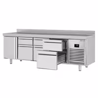 Commercial Counter Fridge PREMIUM PLUS - 2452x700mm - with 1 door - with 6 drawers [1/3] - with upstand - capacity 625 litres