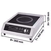 (2 kom) Indukcijsko kuhalo - 360x460x129 mm - 3,5 kW - 1 indukcijskih zona - nadpultni - sastavljeno od Touch Control i ručni kotačić - visokoučinkoviti model