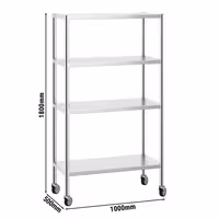 رفوف ستانلس ستيل PREMIUM - 1000x500mm - عمق: 500 mm - 4 رفوف (قابلة للتعديل) - يشمل 4 عجلات - الحمولة: 320 kg