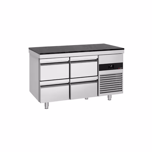PREMIUM rashladni pult – 1400 x 700 mm – s 4 ladice – uključujući granitnu radnu ploču