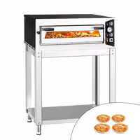 Electric Deck Pizza Oven - Single Deck - Refractory Stone Deck - 4 x Ø 35cm (13.8") - Mechanical Controls - up to 450°C - incl. Base frame