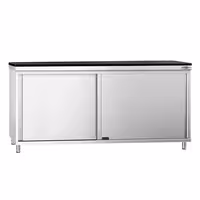 Rozsdamentes acél munkaszekrény PREMIUM – 1800x800 mm – tolóajtóval – gránit munkalapmal