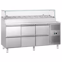 ECO pripremni stol – 1795 mm – 6 ladica – s staklenom plohom – za 9 x GN 1/3