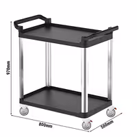 Cărucior de servire din plastic – 800 x 500 mm – cu 2 rafturi