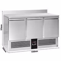 Aukstuma galds PREMIUM - 1368x700 mm - 368 l - ar 3 durvīm - ar apmali