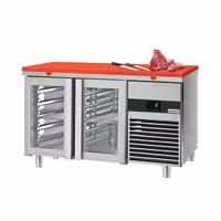 Kontar frijskat premium – 1400 x 700 mm – b'żewġ bibien tal-ħġieġ – inkluż bord aħmar għall-qtugħ
