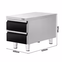 RST-laatikosto - ruostumaton teräs, musta - 2 vetolaatikkoa - 400x620 mm