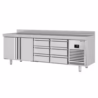 Aukstuma galds PREMIUM PLUS - 2452x600 mm - 510 l - ar 2 durvīm - ar 6 atvilktnēm - Ar apmali