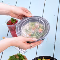 (300 pcs) Food Lidding Tray Polypropylene - 183mm - Round - Transparent