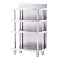 Radna ploča za bar – nehrđajući čelik – 600 x 400 mm – s 4 police