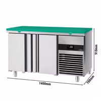 Aukstuma galds PREMIUM - 1400x700 mm - 281 l - Krāsa zaļa - ar 2 durvīm - iesk. griešanas dēli zaļa