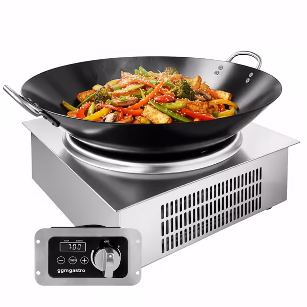 Indukciós wok tűzhely - 3,5 kW - 1 zónás - Ø 460 mm - wok serpenyővel