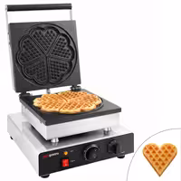 Commercial Waffle Maker - Single - Manual - 1,75 kW - Shape: Heart flower - Teflon-coated baking plates