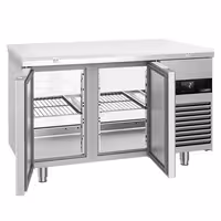 Hladni pult – 1400 x 700 mm – 2 vrata straga – s staklenom prednjom stranom – uključujući bijelu dasku za rezanje