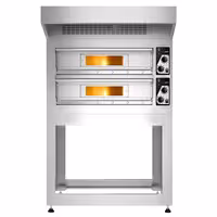 Electric Deck Pizza Oven - Twin Deck - Firebrick Base - 4+4 - Ø 33cm (13") - 230V 3 Phase - Mechanical Controls - up to 400°C - incl. Hood & Base frame